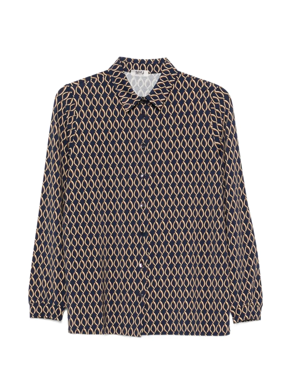 Siyu geometric-print button-up shirt - Blau
