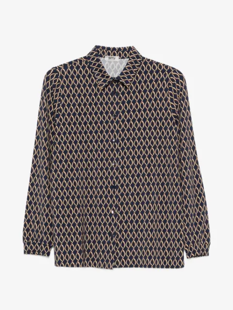 Siyu geometric-print button-up shirt