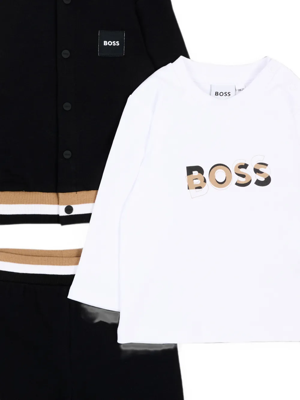 BOSS Kidswear Trainingspak met gestreepte afwerking en logo-patch Zwart