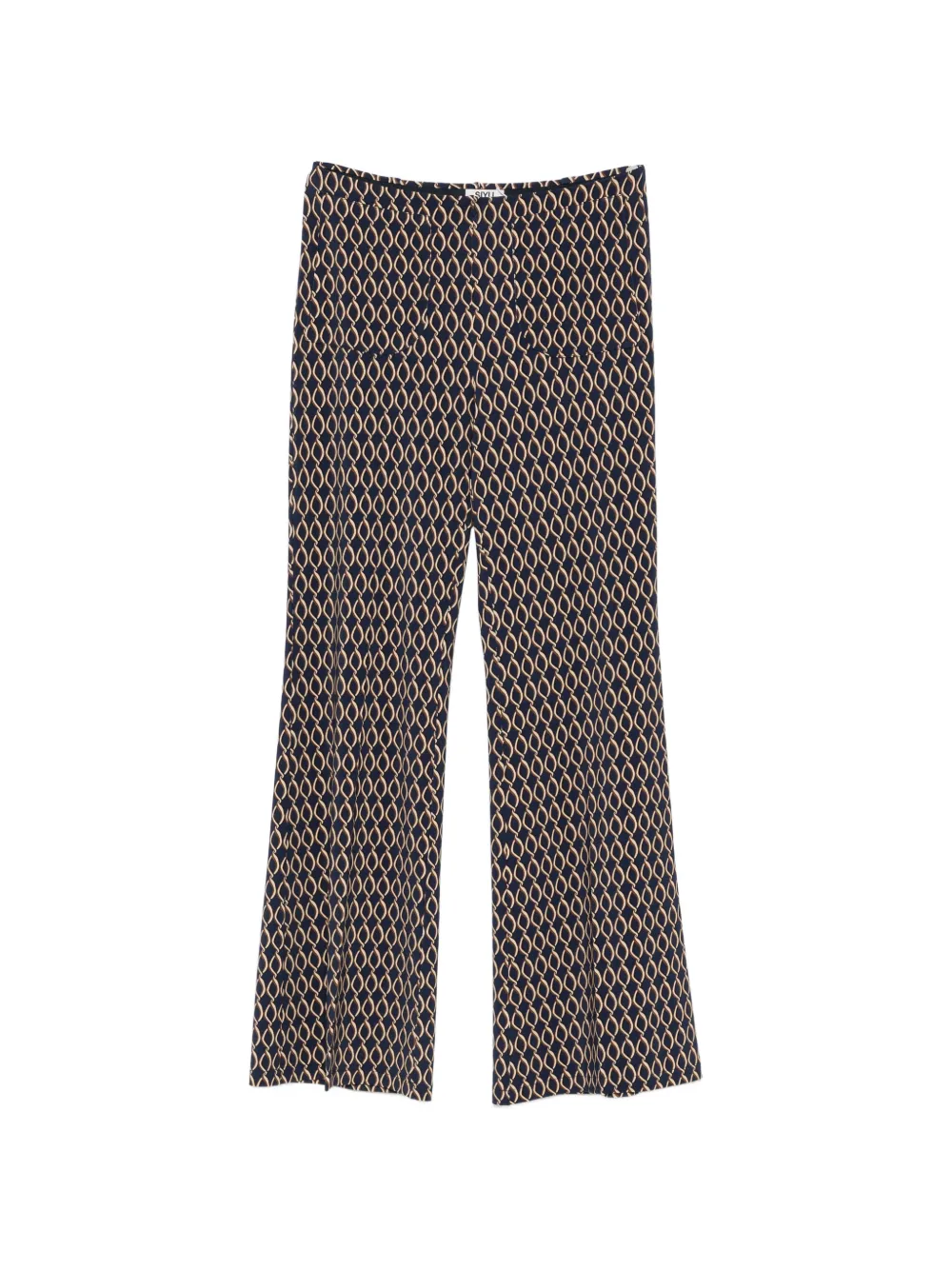 Siyu Geometric-print Flared Trousers In Blue