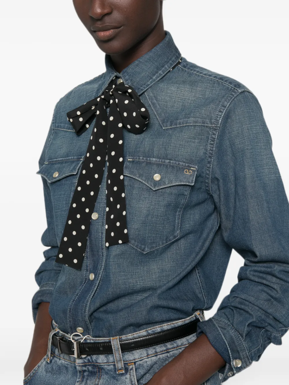 Valentino Garavani VLogo Signature blouse met stippen Blauw