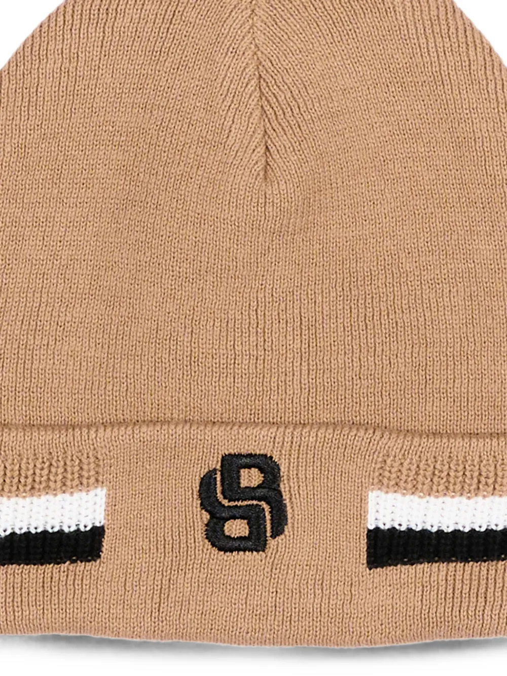BOSS Kidswear Muts met geborduurd logo en streepdetail Beige