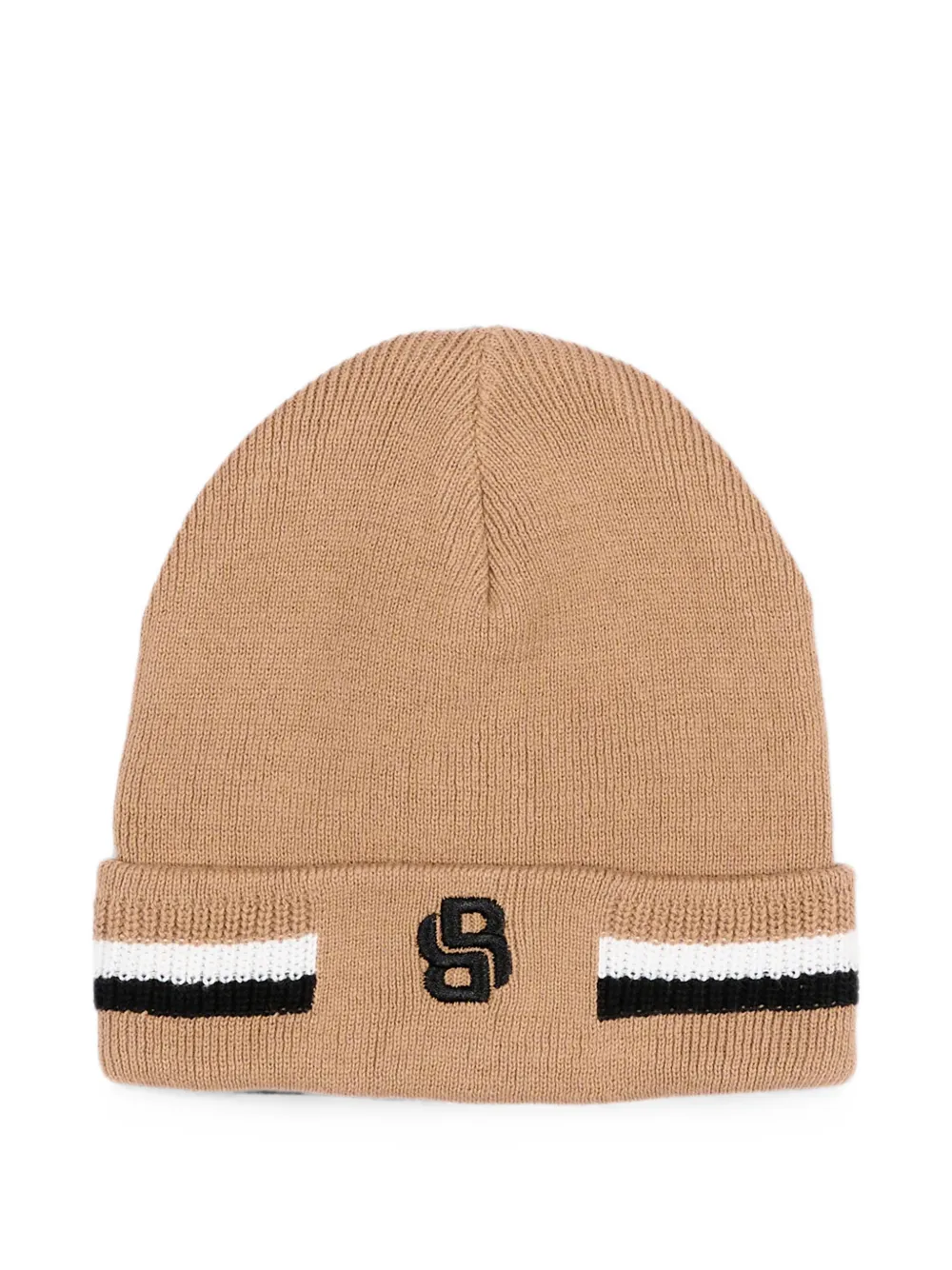 BOSS Kidswear logo-embroidered stripe-detail beanie hat - Toni neutri