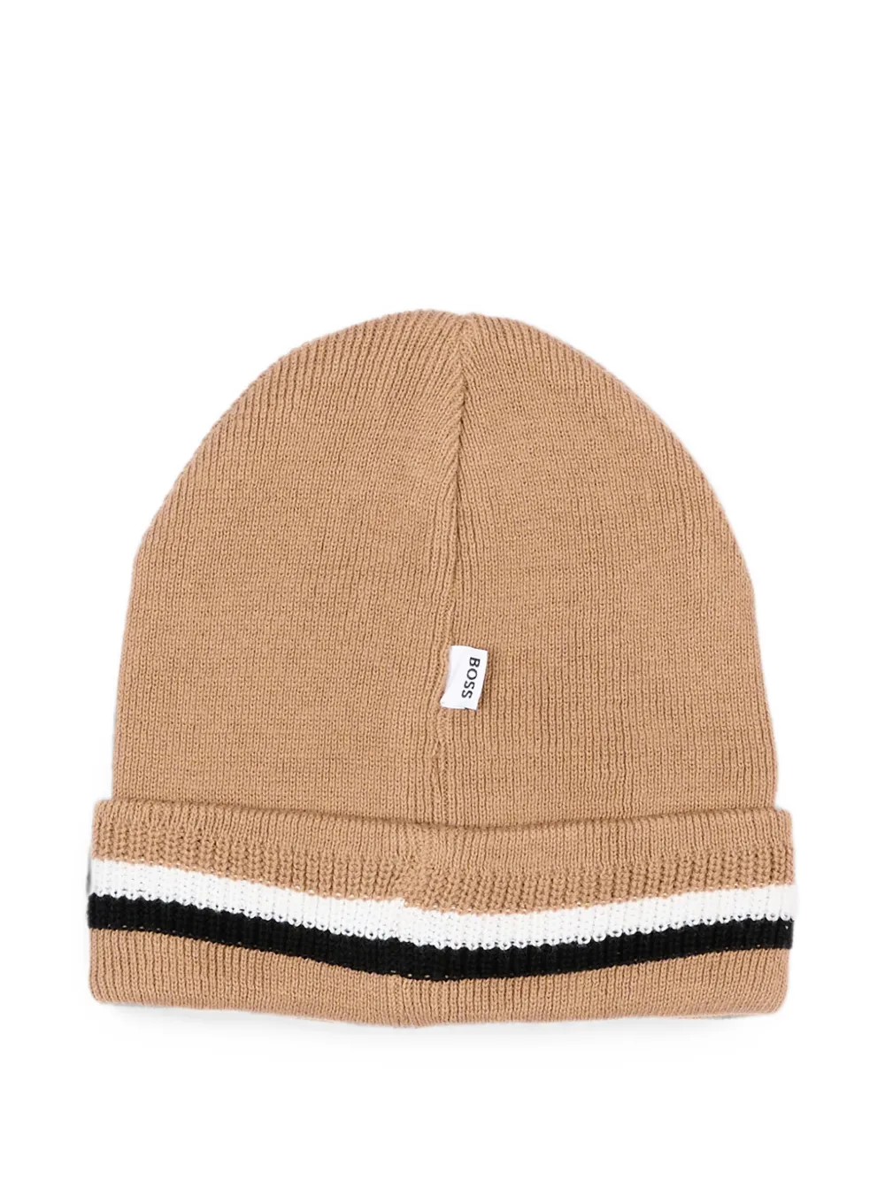BOSS Kidswear Muts met geborduurd logo en streepdetail Beige