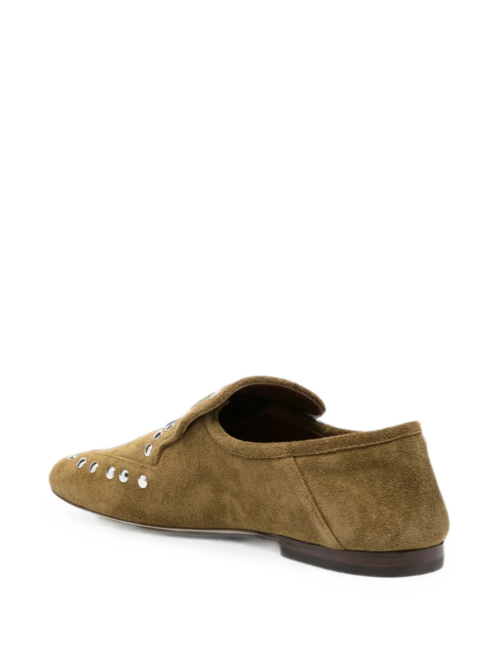 Wales Bonner Stud-embellished Suede Loafers in Green, view 3
