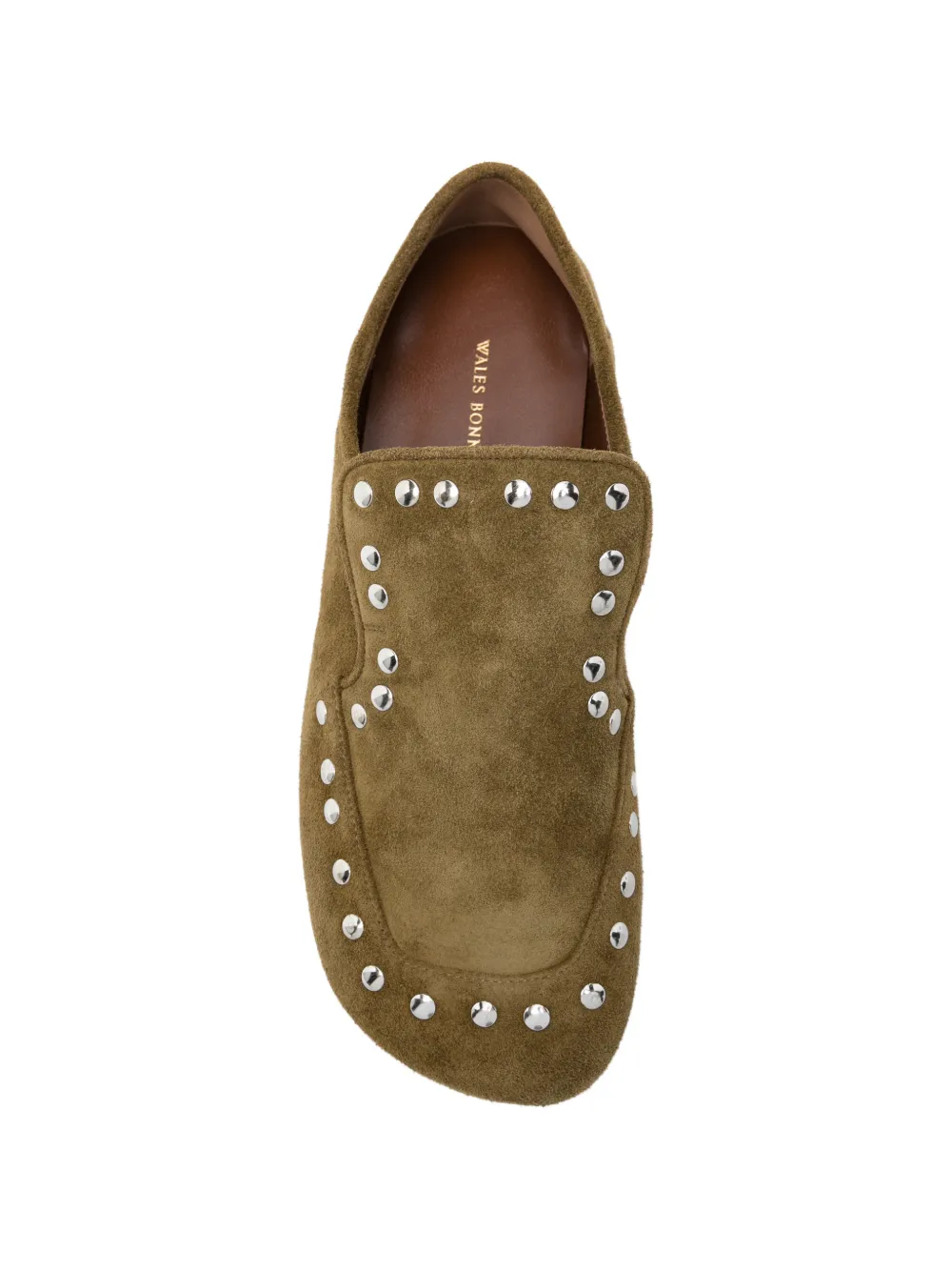 Wales Bonner Stud-embellished Suede Loafers in Green, view 4