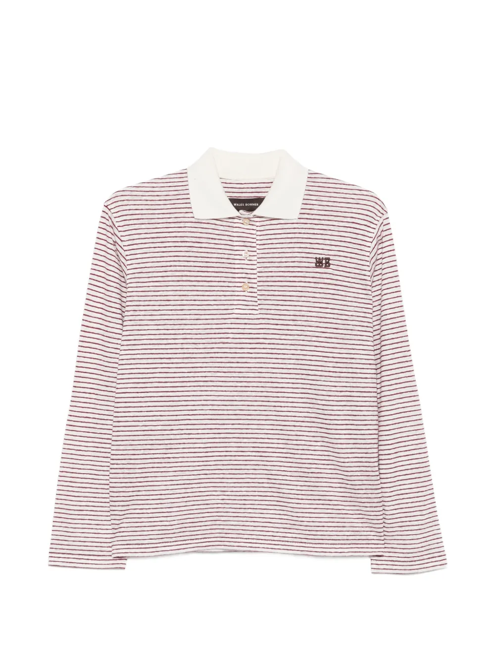 Wales Bonner striped long-sleeve polo top - Bianco