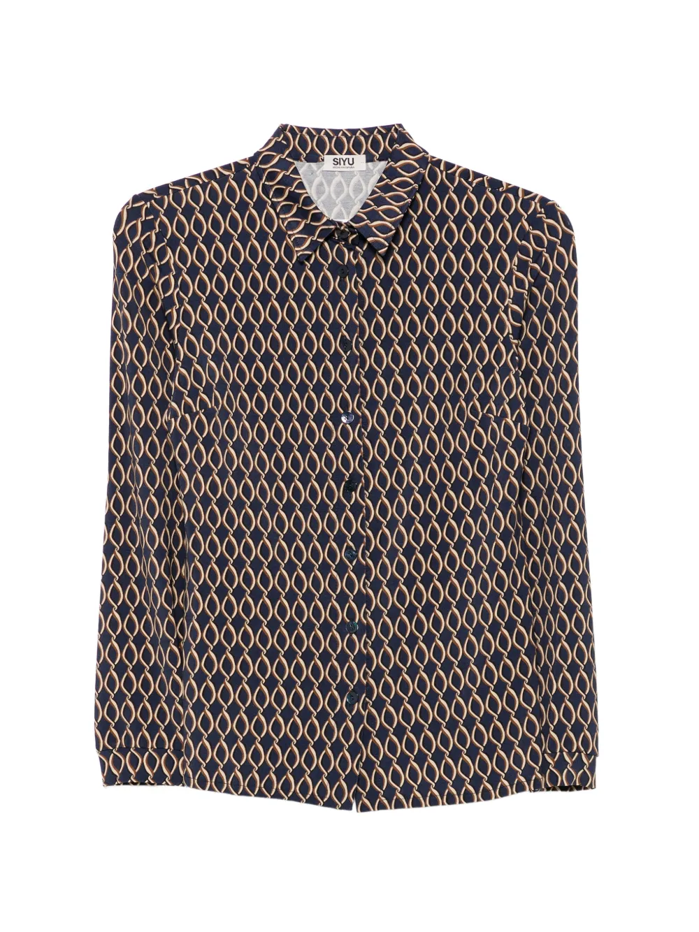 Siyu geometric-print long-sleeve shirt - Blue