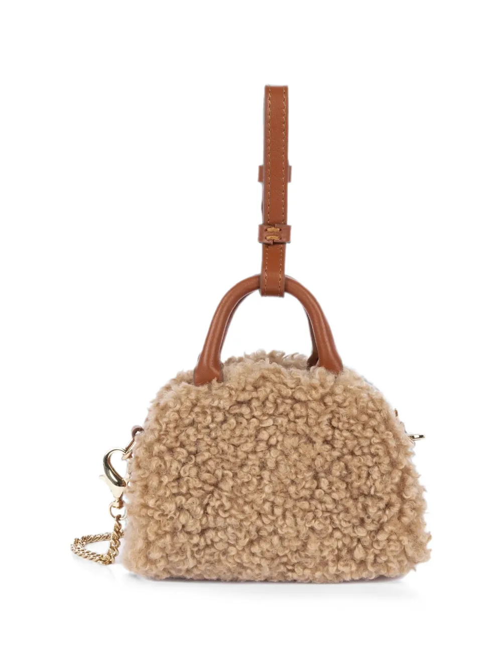 Lancaster Leren mini-clutch met lammy-effect Beige
