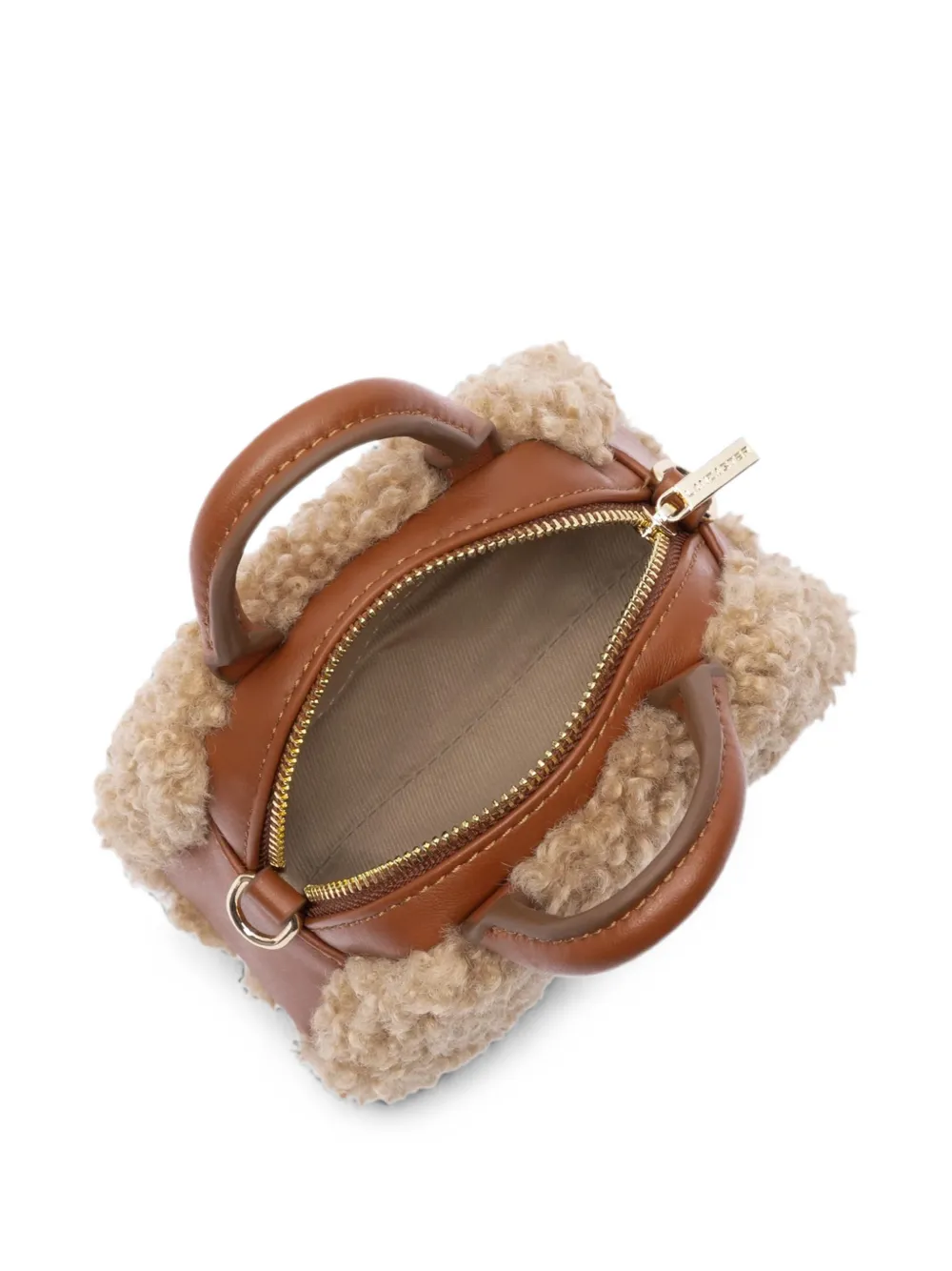 Lancaster Leren mini-clutch met lammy-effect Beige