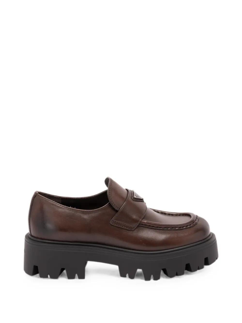 Prada Triangle Logo lug-sole loafers - Marrone