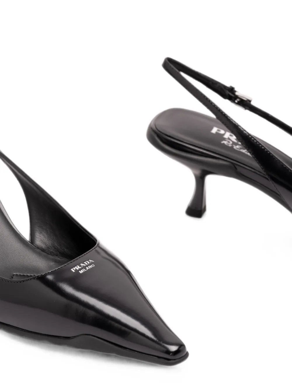 Prada leather slingback pumps Zwart