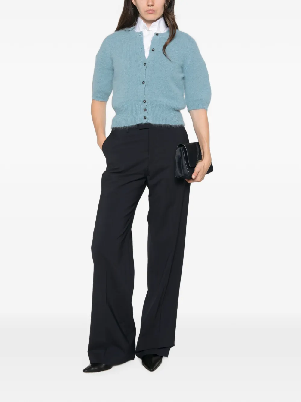 Berwich Patrizia wollen broek met persvouwen Blauw
