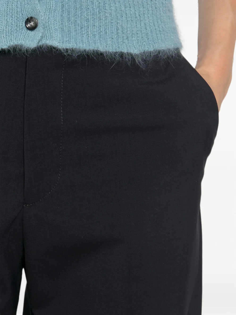 Berwich Patrizia wollen broek met persvouwen Blauw