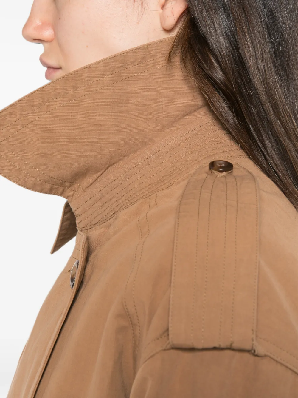 ISABEL MARANT Trenchcoat met dubbele rij knopen en ceintuur Bruin