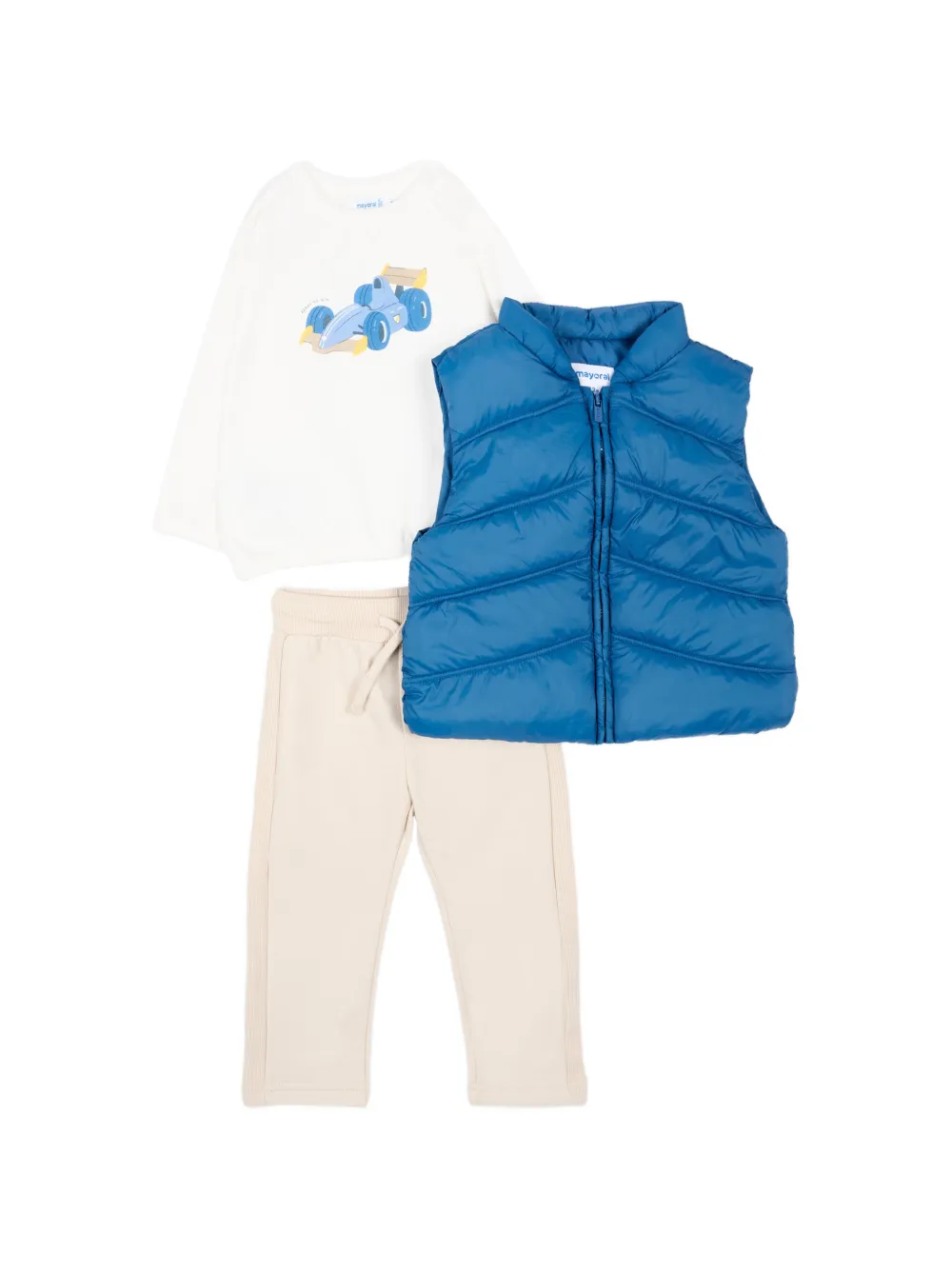 Mayoral graphic-print three-piece tracksuit and gilet set - Blu