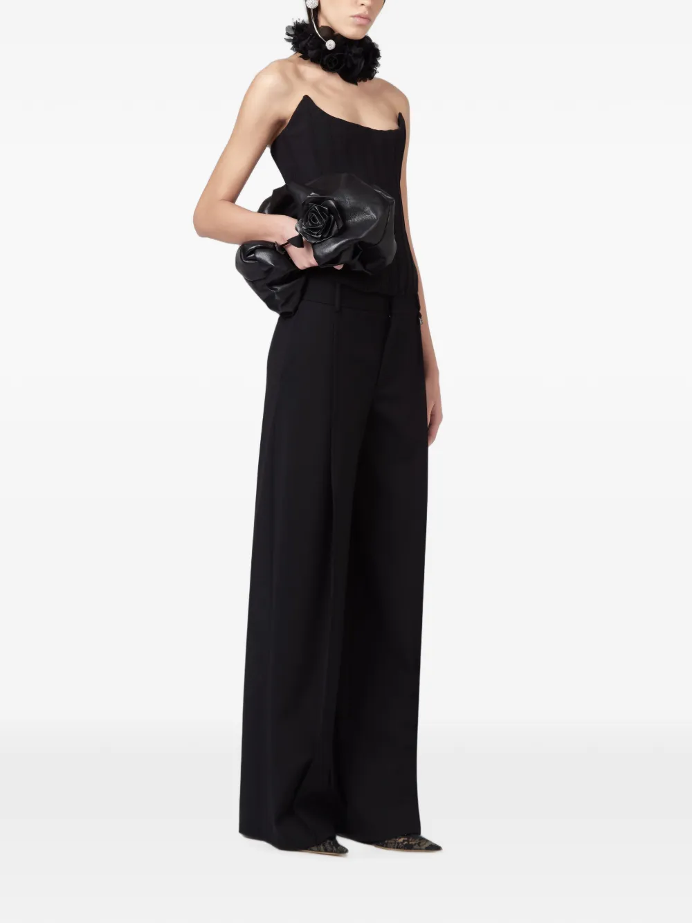 Giuseppe Di Morabito Pantalon met wijde pijpen en plooien Zwart