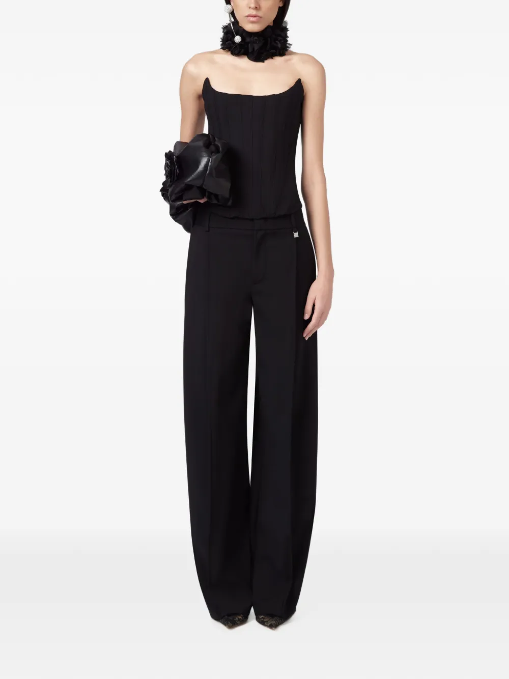 Giuseppe Di Morabito Pantalon met wijde pijpen en plooien Zwart