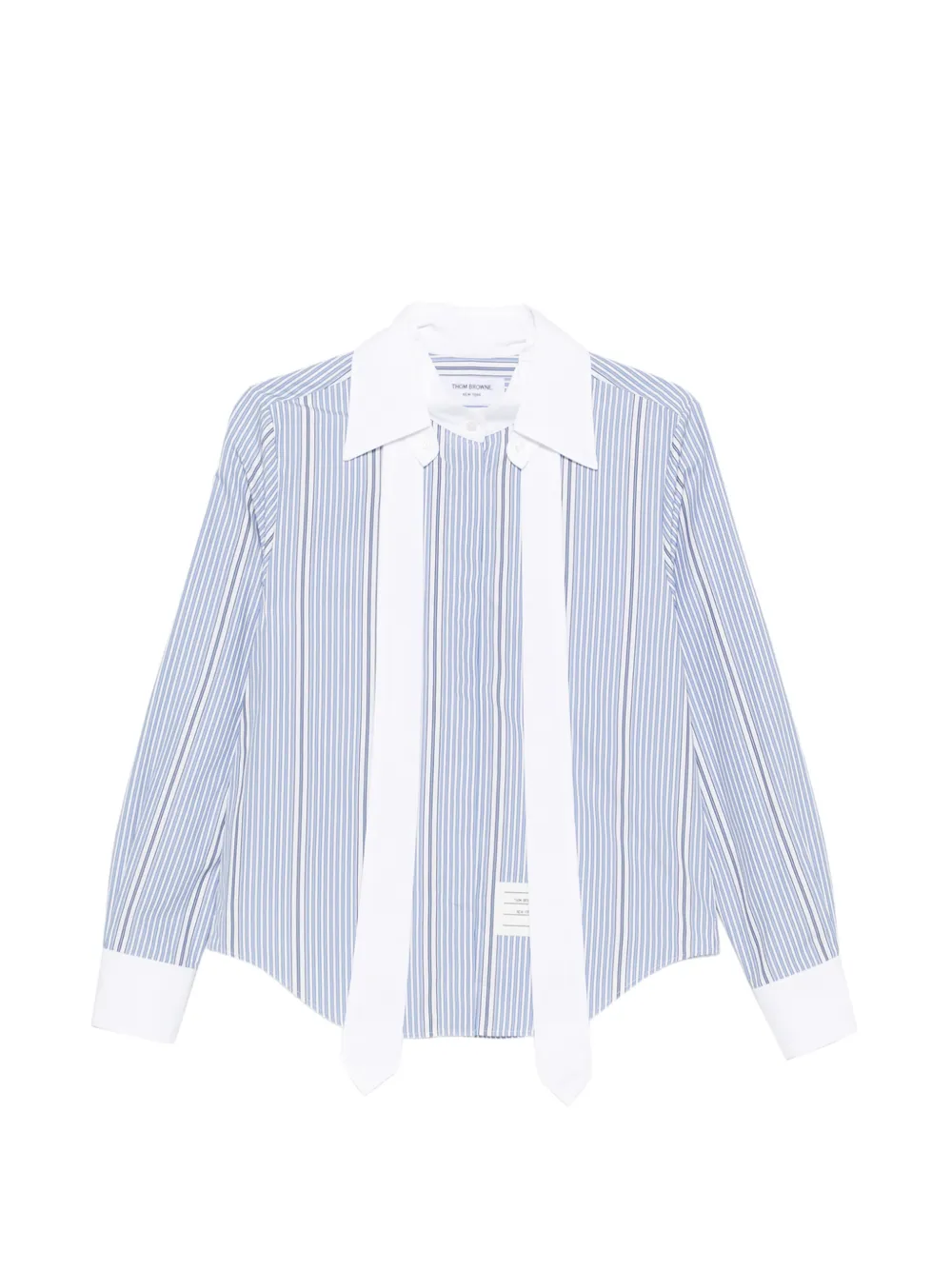 Thom Browne Striped Removable-collar Blouse In Blue