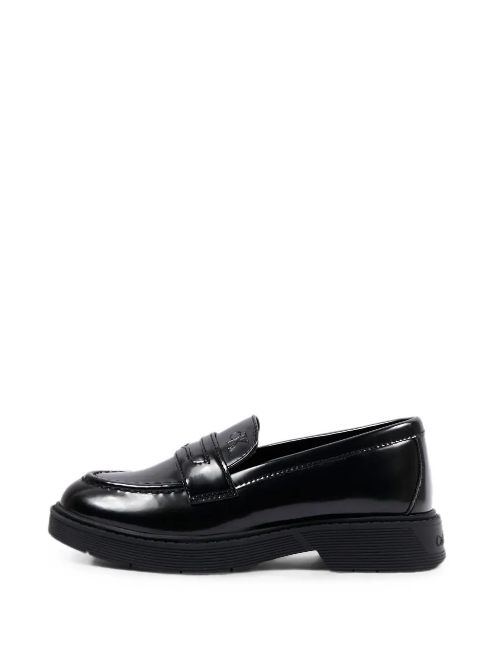 Calvin Klein Kids logo-embossed penny loafers Zwart