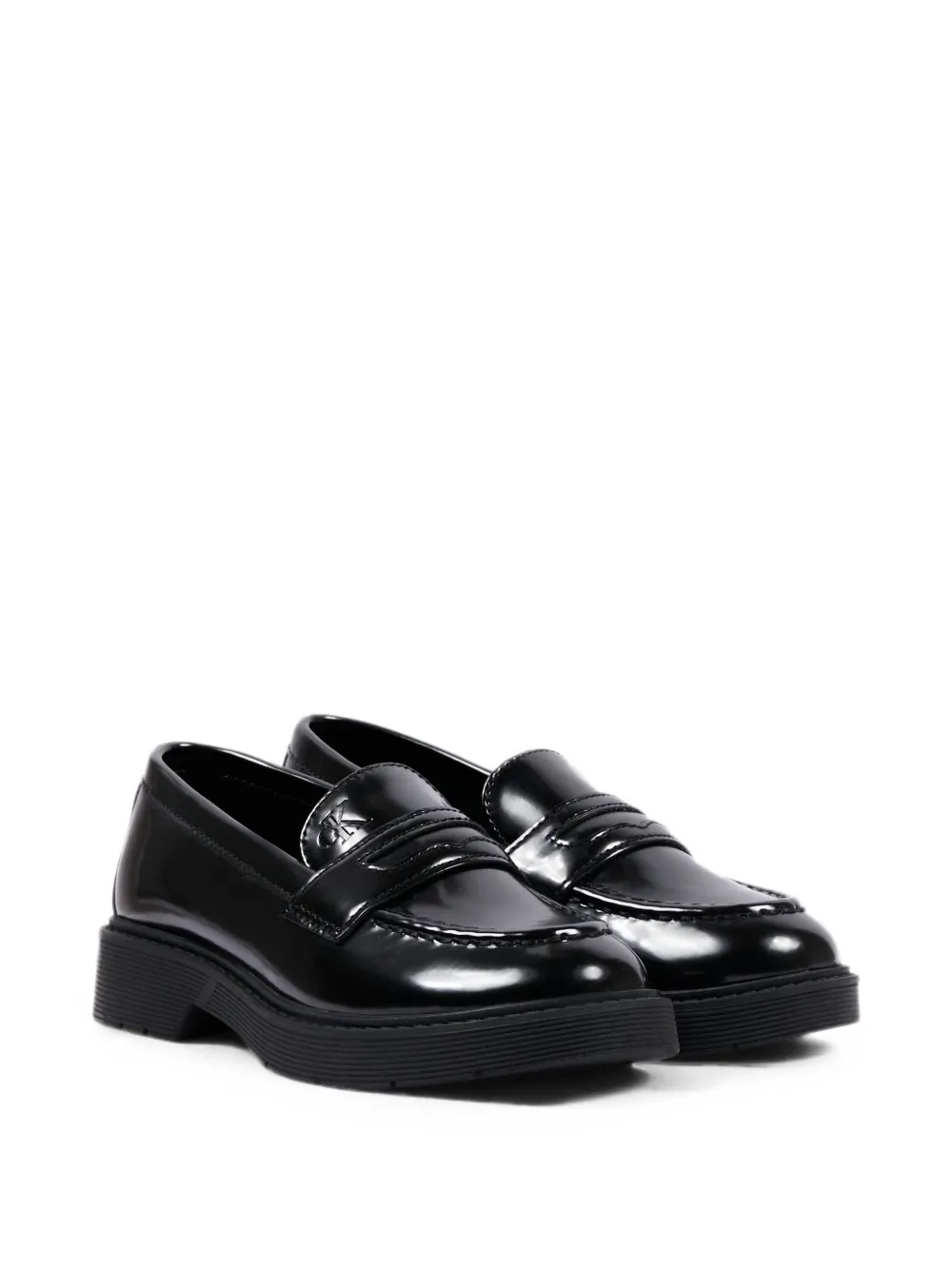 Calvin Klein Kids logo-embossed penny loafers Zwart