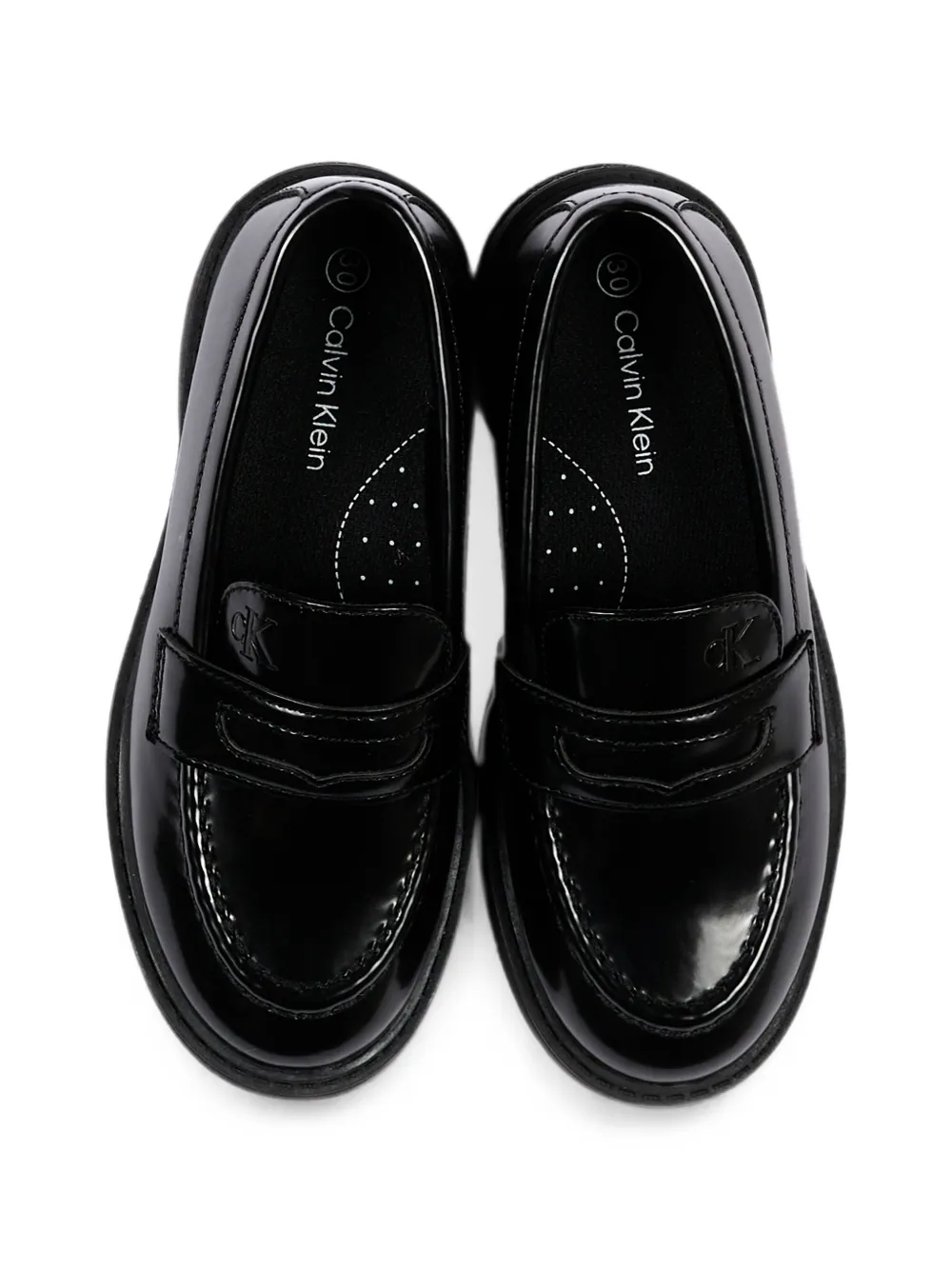 Calvin Klein Kids logo-embossed penny loafers Zwart