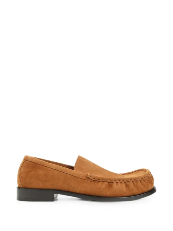 Dries Van Noten Suede Gathered-detail Loafers in Brown