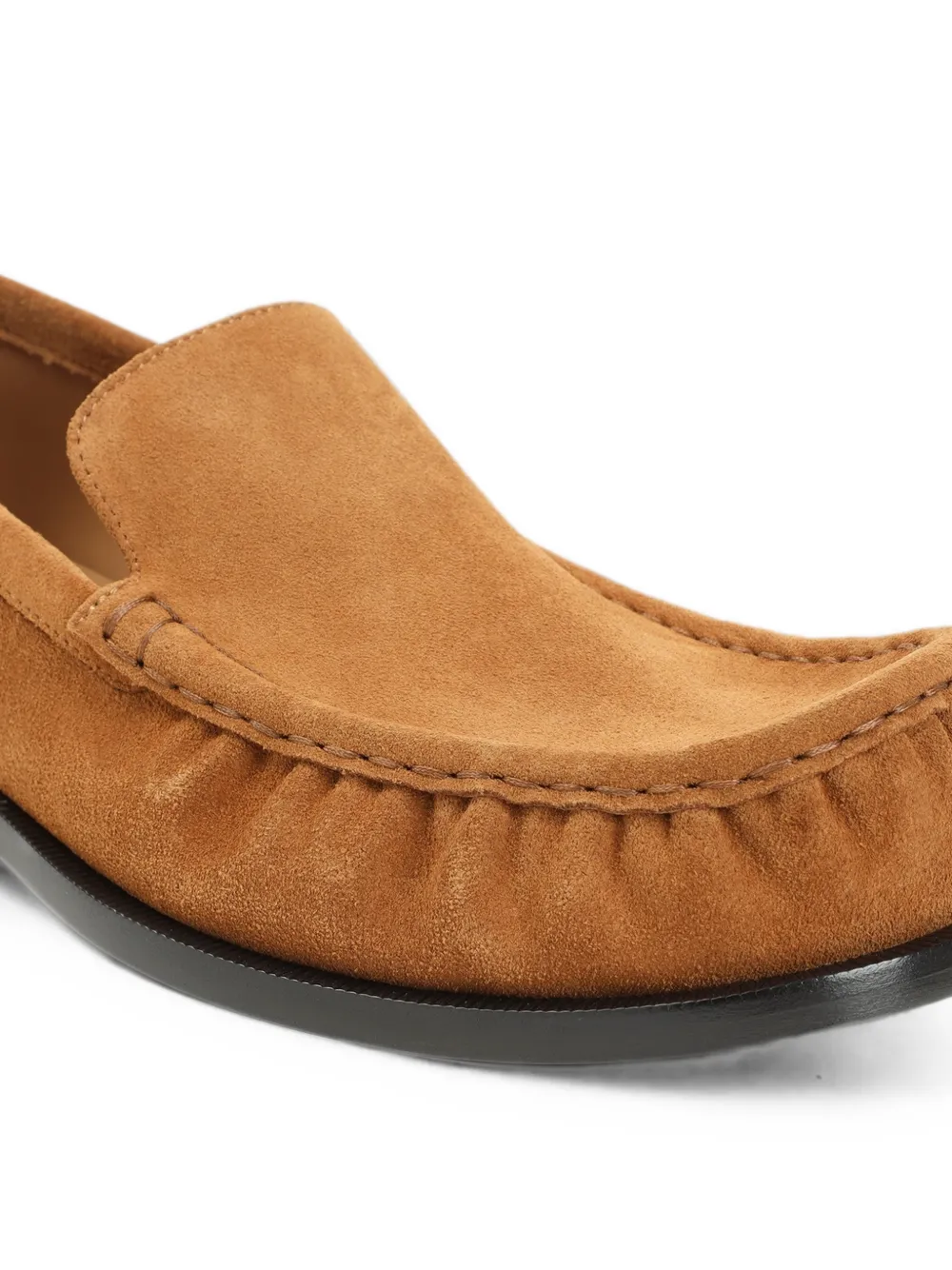 DRIES VAN NOTEN suede gathered-detail loafers Bruin