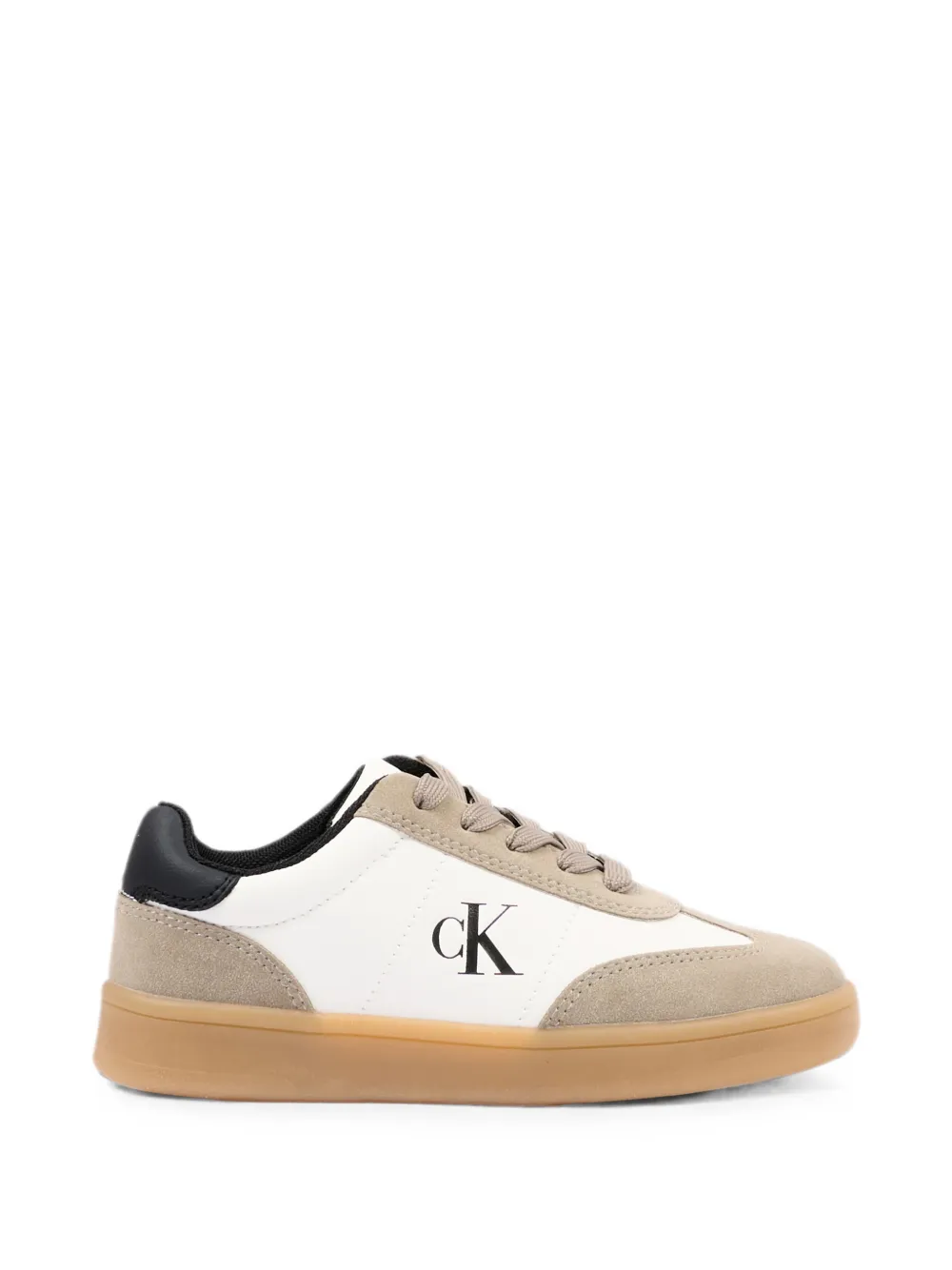 Calvin Klein Kids logo-print leather sneakers Wit