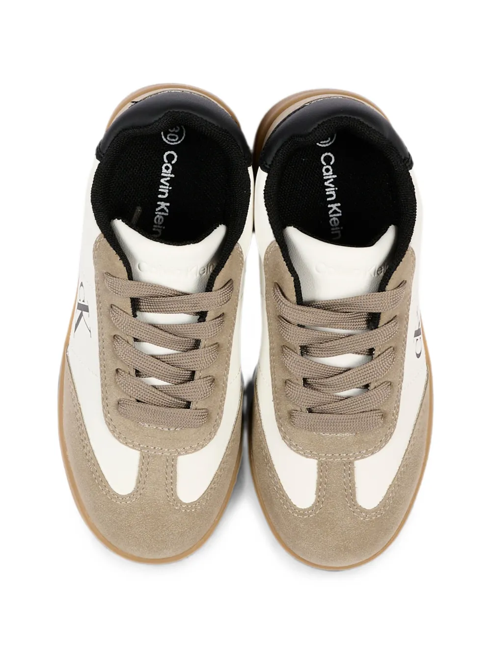 Calvin Klein Kids logo-print leather sneakers Wit