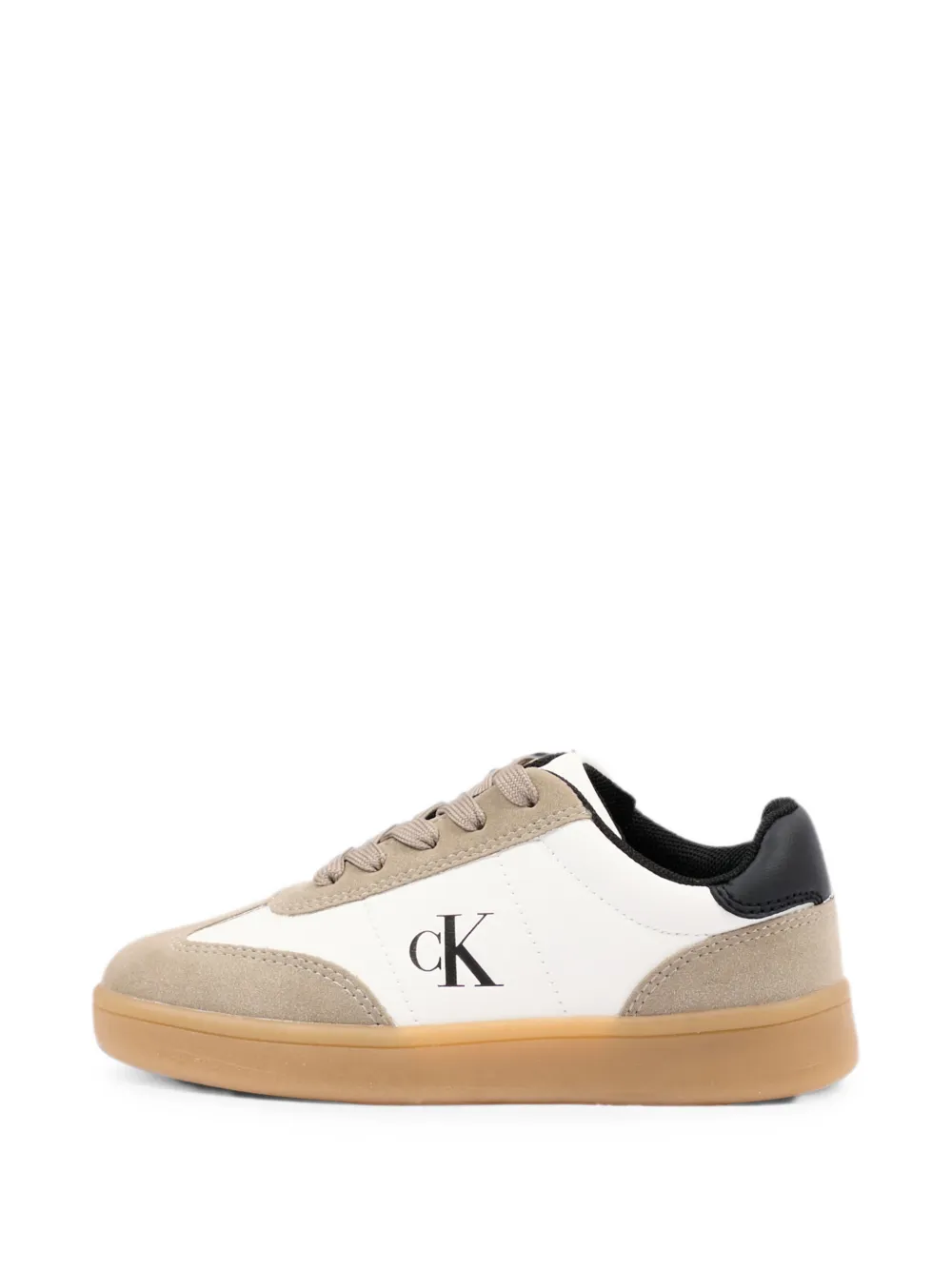 Calvin Klein Kids logo-print leather sneakers Wit