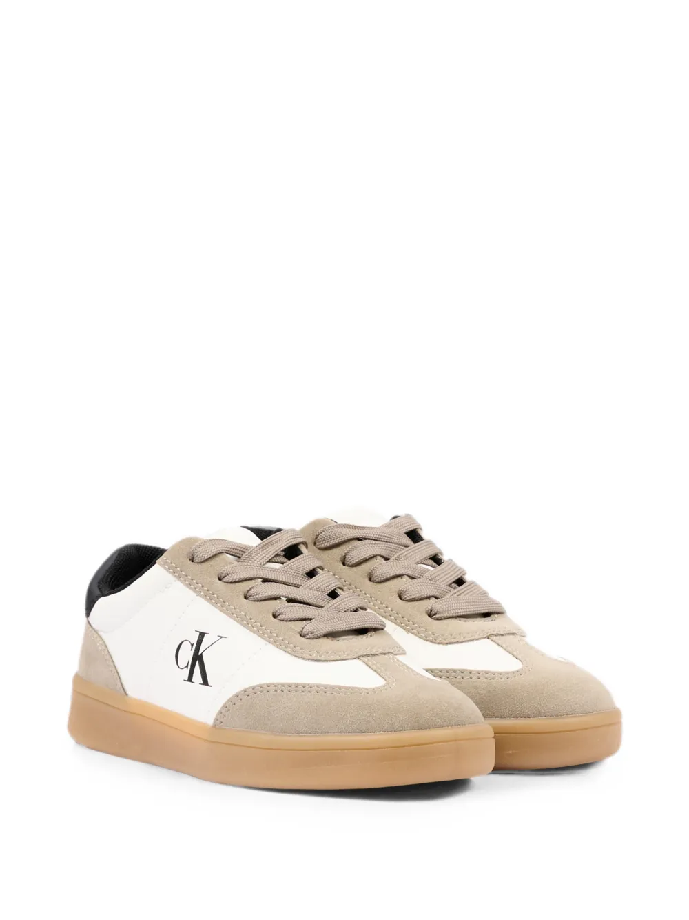 Calvin Klein Kids logo-print leather sneakers Wit