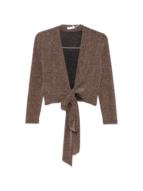 Siyu check-pattern wrap-fastening top
