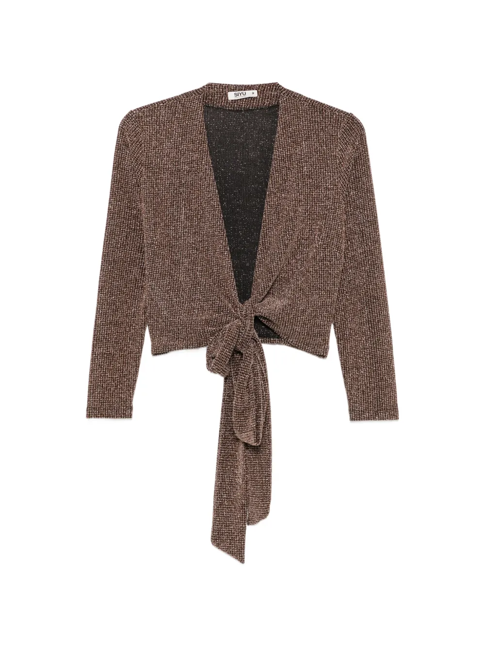 Siyu check-pattern wrap-fastening top - Brown