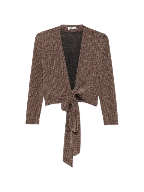 Siyu check-pattern wrap-fastening top