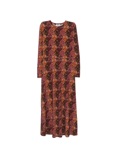 Siyu floral-print long-sleeve midi dress