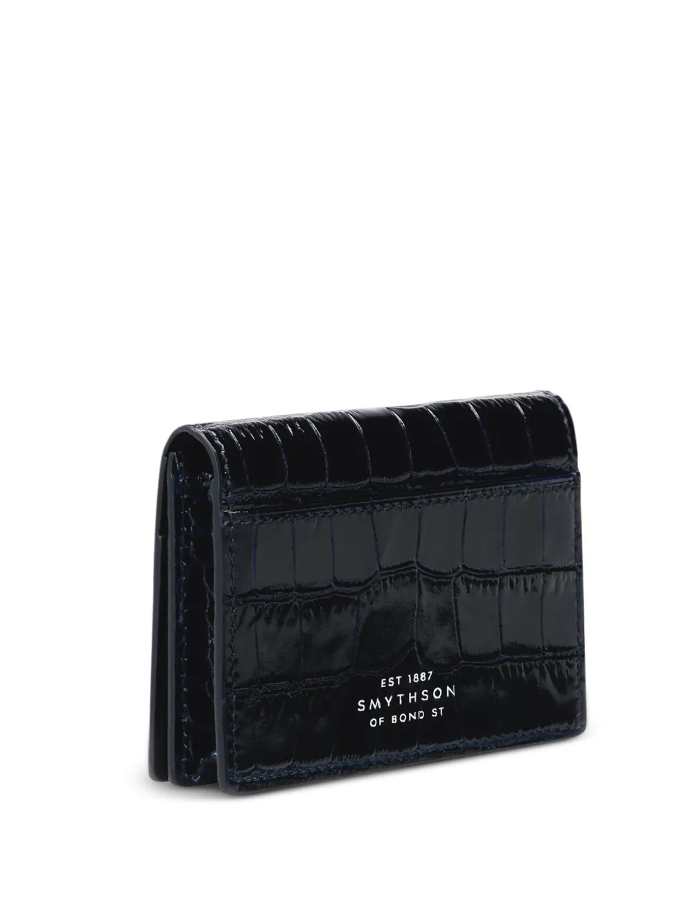 Smythson Mara Kartenetui mit Kroko-Effekt - Blau
