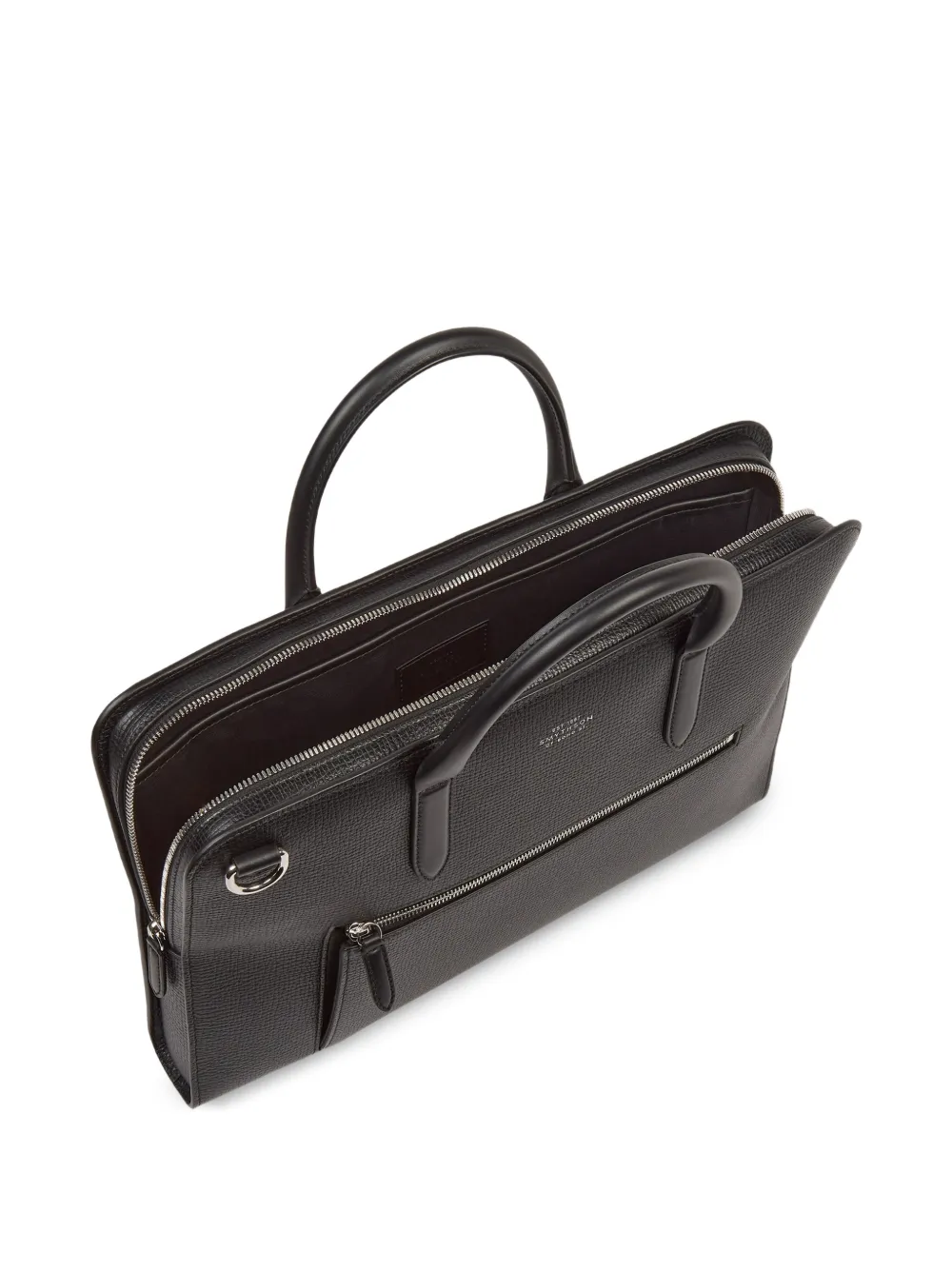 Smythson Ultra Slim Ludlow leren aktetas Zwart
