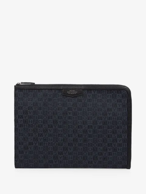 Smythson small Stamp-canvas laptop case