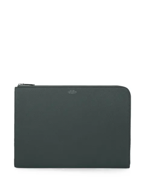 Smythson large Panama-leather laptop case