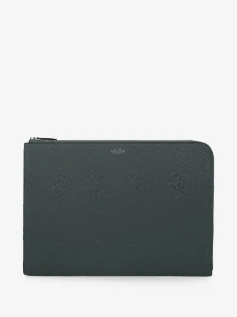 Smythson large Panama-leather laptop case