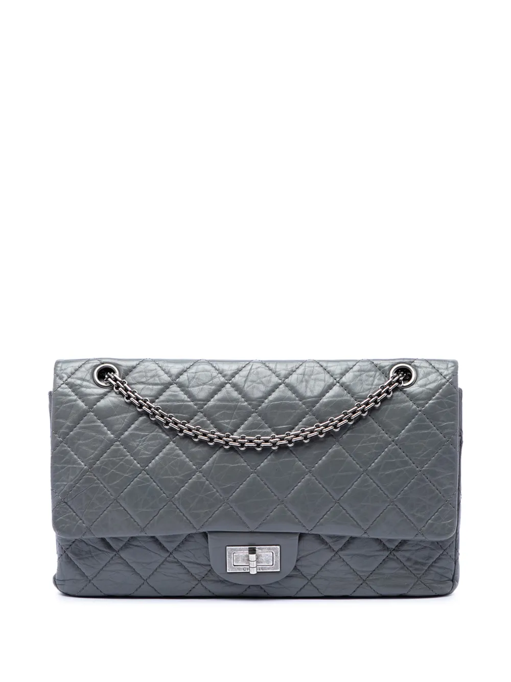 CHANEL Pre-Owned Borsa a spalla Reissue 2.55 in pelle di vitello trapuntata 227 con doppio battente 2008-2009 - Grigio