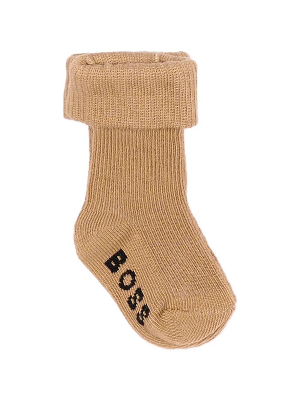 BOSS Kidswear Drie paar geribbelde sokken met logo Beige
