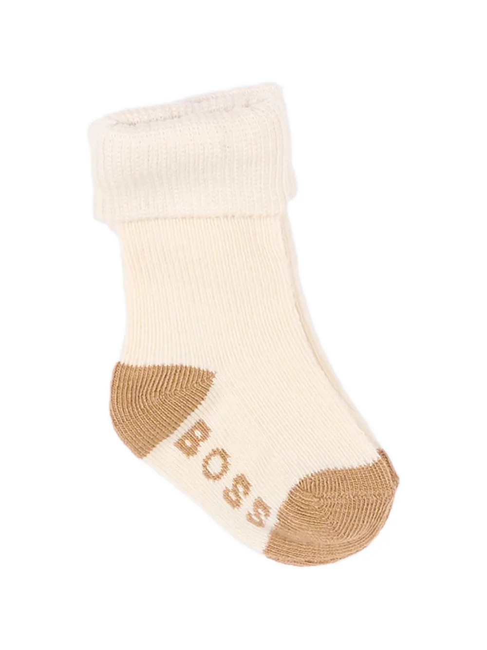 BOSS Kidswear Drie paar geribbelde sokken met logo Beige