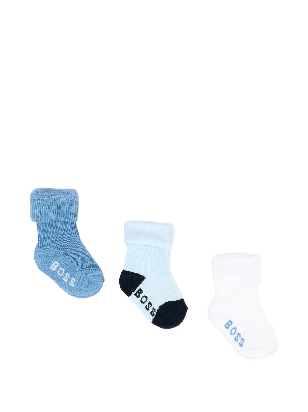 BOSS Kidswear logo-knit ribbed socks (set of three) - Blu