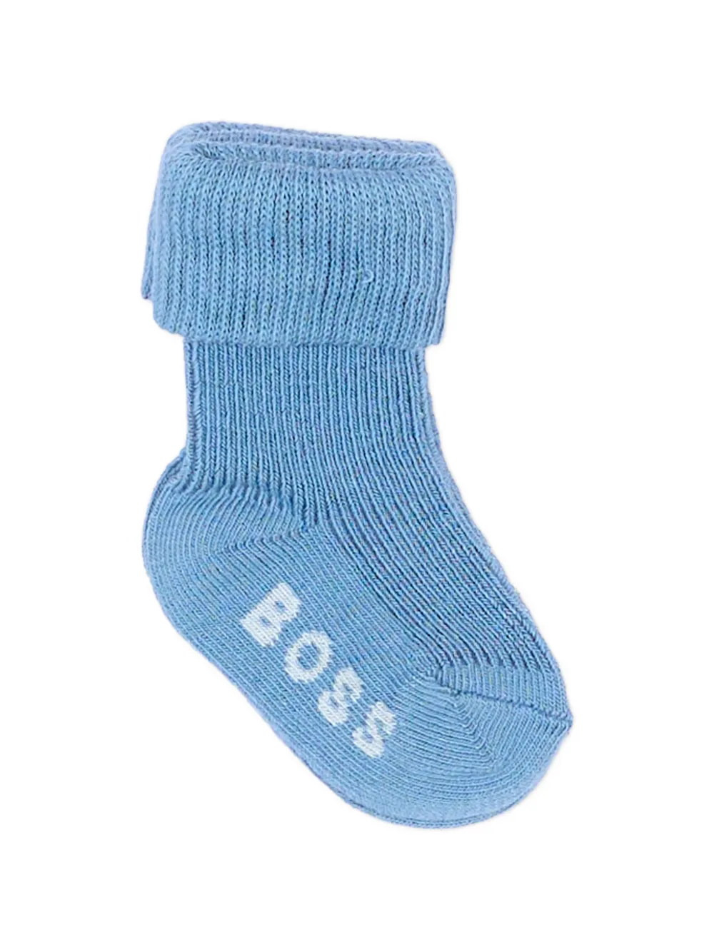 BOSS Kidswear Drie paar geribbelde sokken met logo Blauw