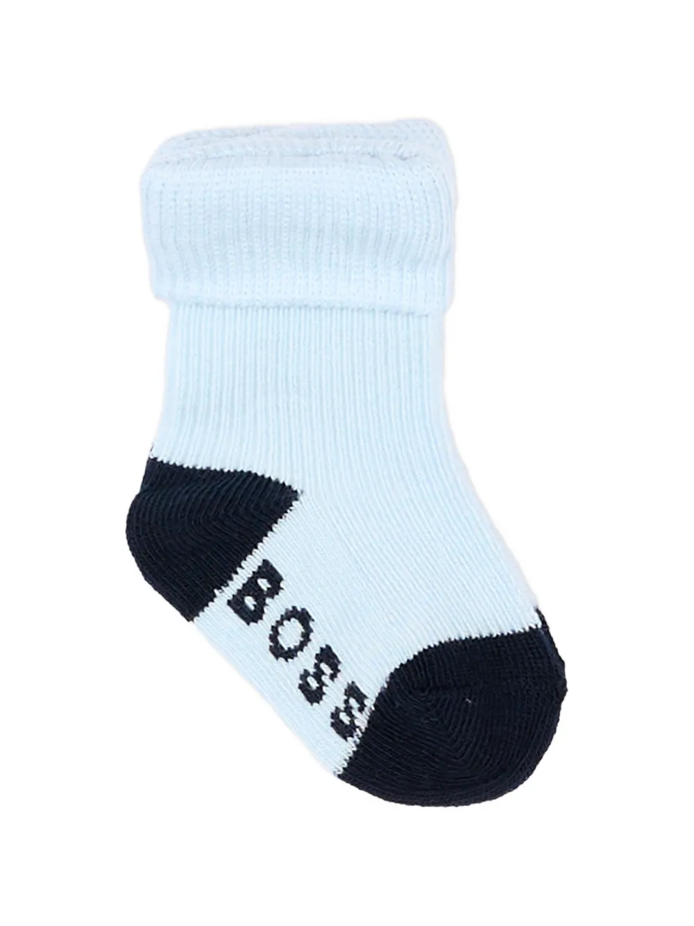 BOSS Kidswear Drie paar geribbelde sokken met logo Blauw