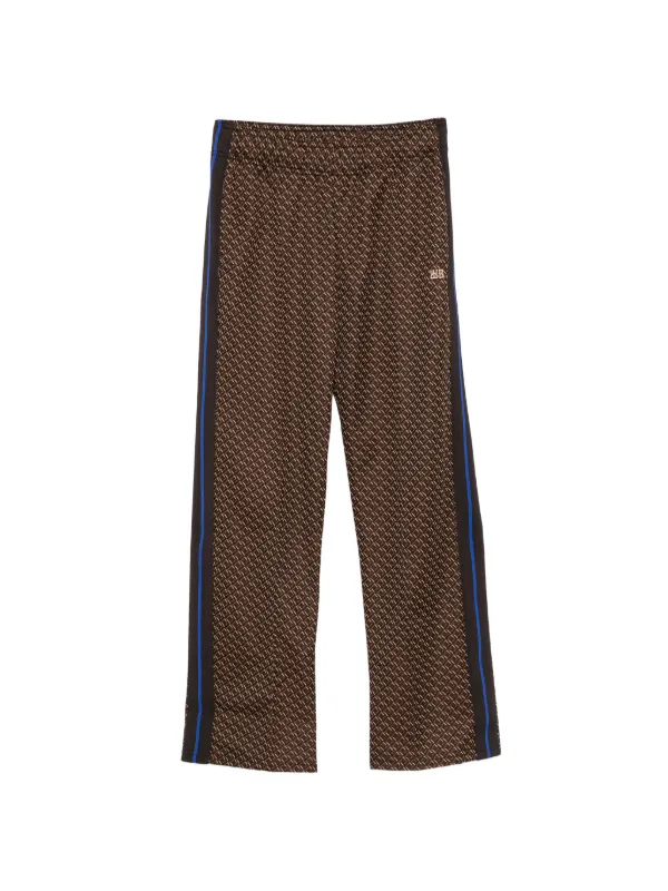 Wales Bonner Monogram-print Side-stripe Track Pants in Brown