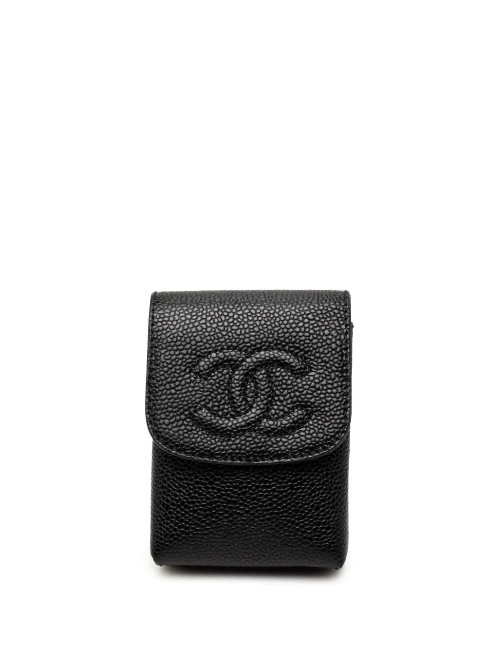 CHANEL Pre-Owned 2000-2002 CC Caviar Cigarette Case - Black