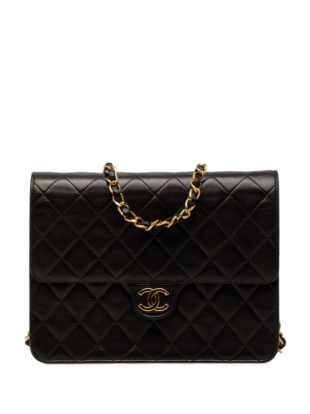 CHANEL Pre-Owned Borsa a tracolla CC in pelle di agnello trapuntata con battente 1994-1996 - Nero